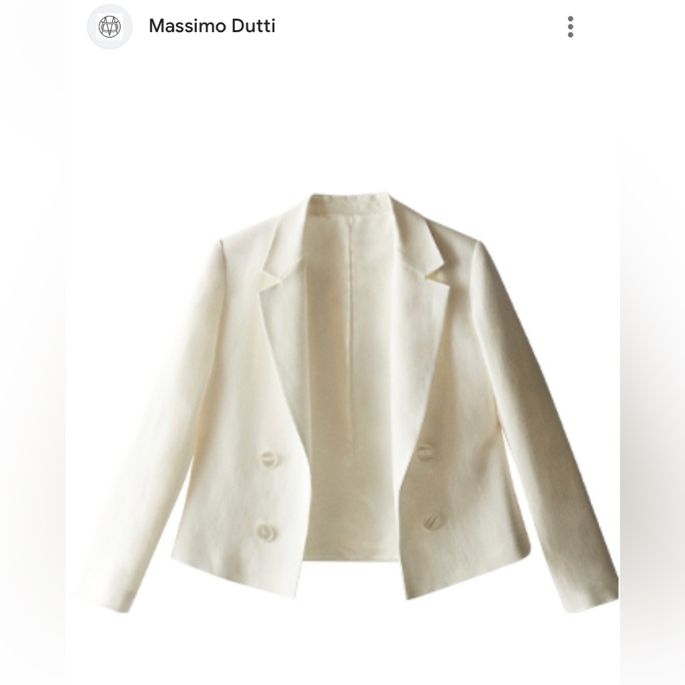 Off-white short linen blazer, Massimo Dutti